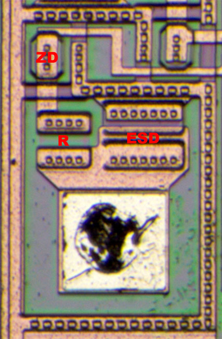 TLC272 Die Bondpad Schutzschaltung