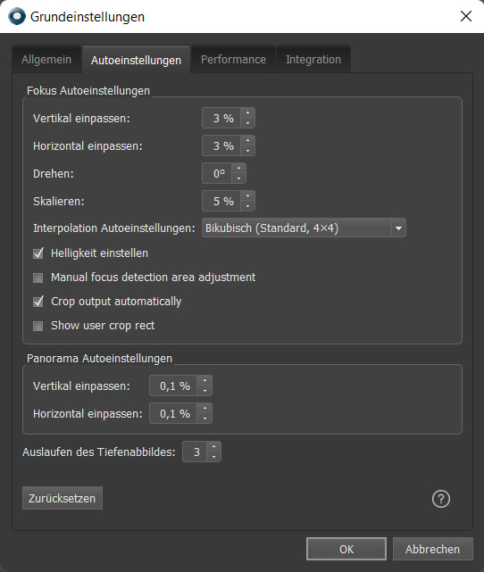 Helicon Focus Einpassen